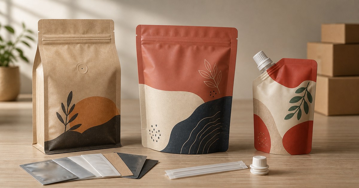 Custom printed food pouches in different formats and sizes for small brand cost comparison