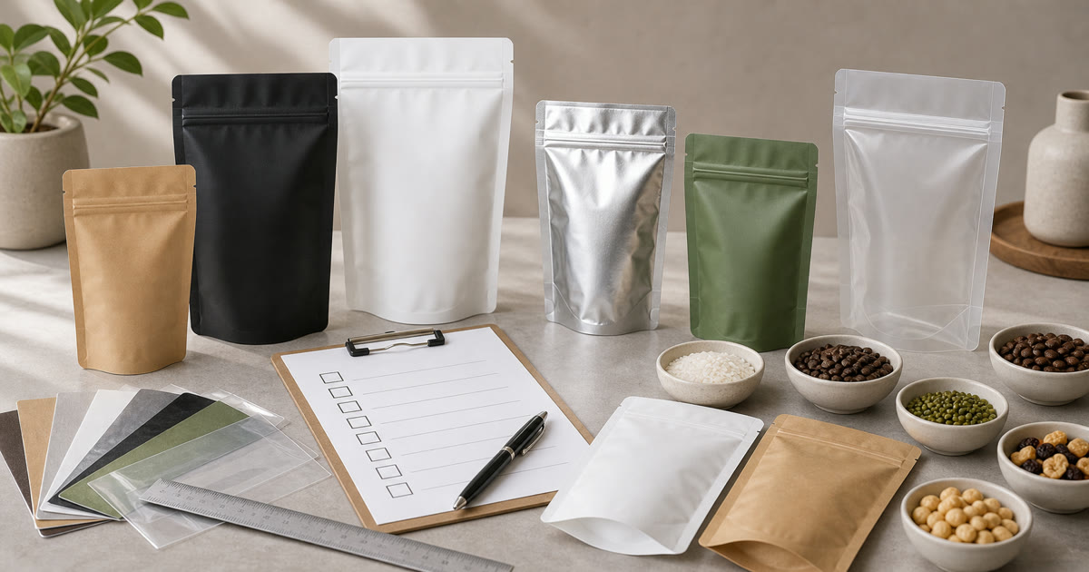 Custom flexible packaging samples prepared for quote request review