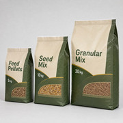 Large-capacity printed agricultural pouches for feed pellets, seed mix, and granular mix in 5 kg, 10 kg, and 20 kg sizes