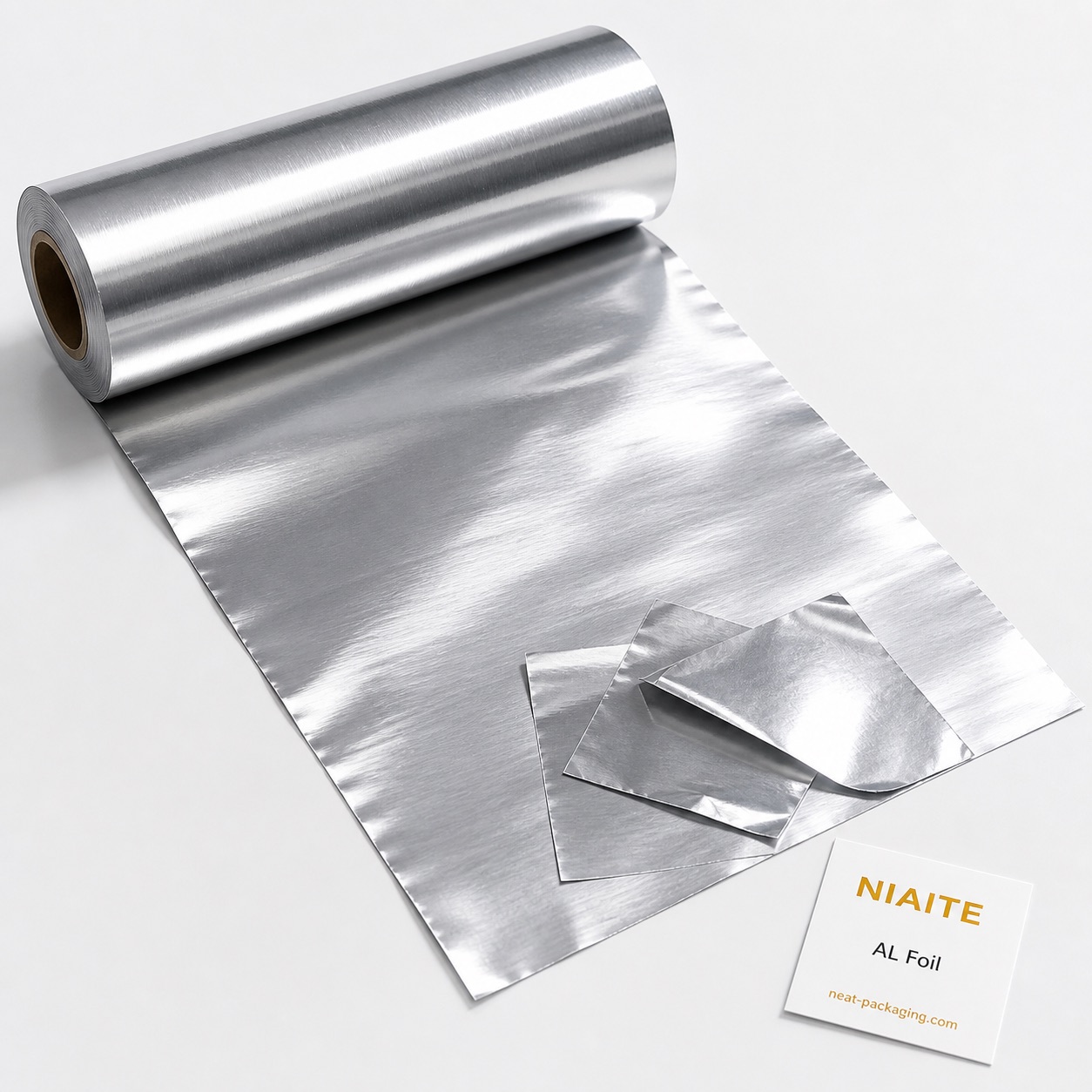 Reflective aluminum foil laminate roll with thin loose foil cut swatches