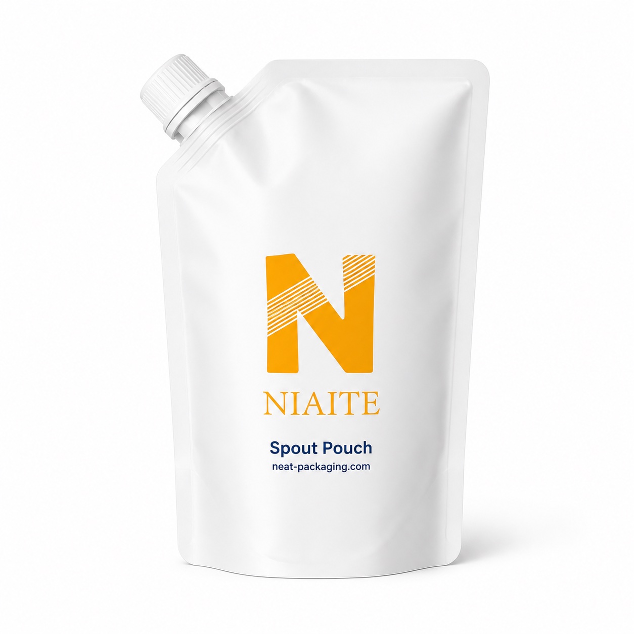 White spout pouch with screw cap for liquid packaging