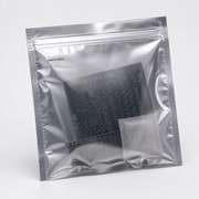 Silver translucent anti-static accessory pouch with PCB panel and carrier tape silhouettes