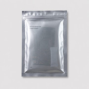 Silver moisture-barrier electronics pouch with PCB silhouette and desiccant pack
