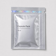 Capsule pack flat sachet with holographic strip, tear notch, and generic 10 ct label