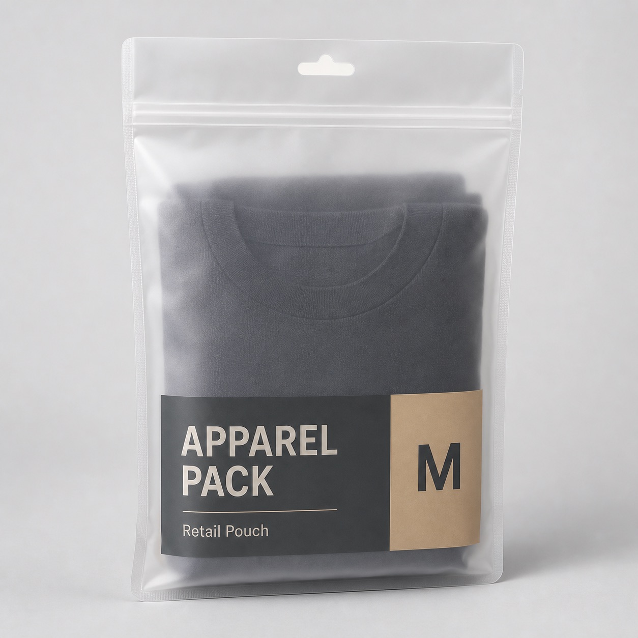 Frosted apparel zipper pouch with hang hole for retail shipping review