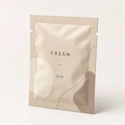 Champagne cream sachet for cosmetic sample and travel packaging review