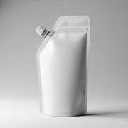 Unprinted white spout pouch with corner screw cap for cosmetic format review