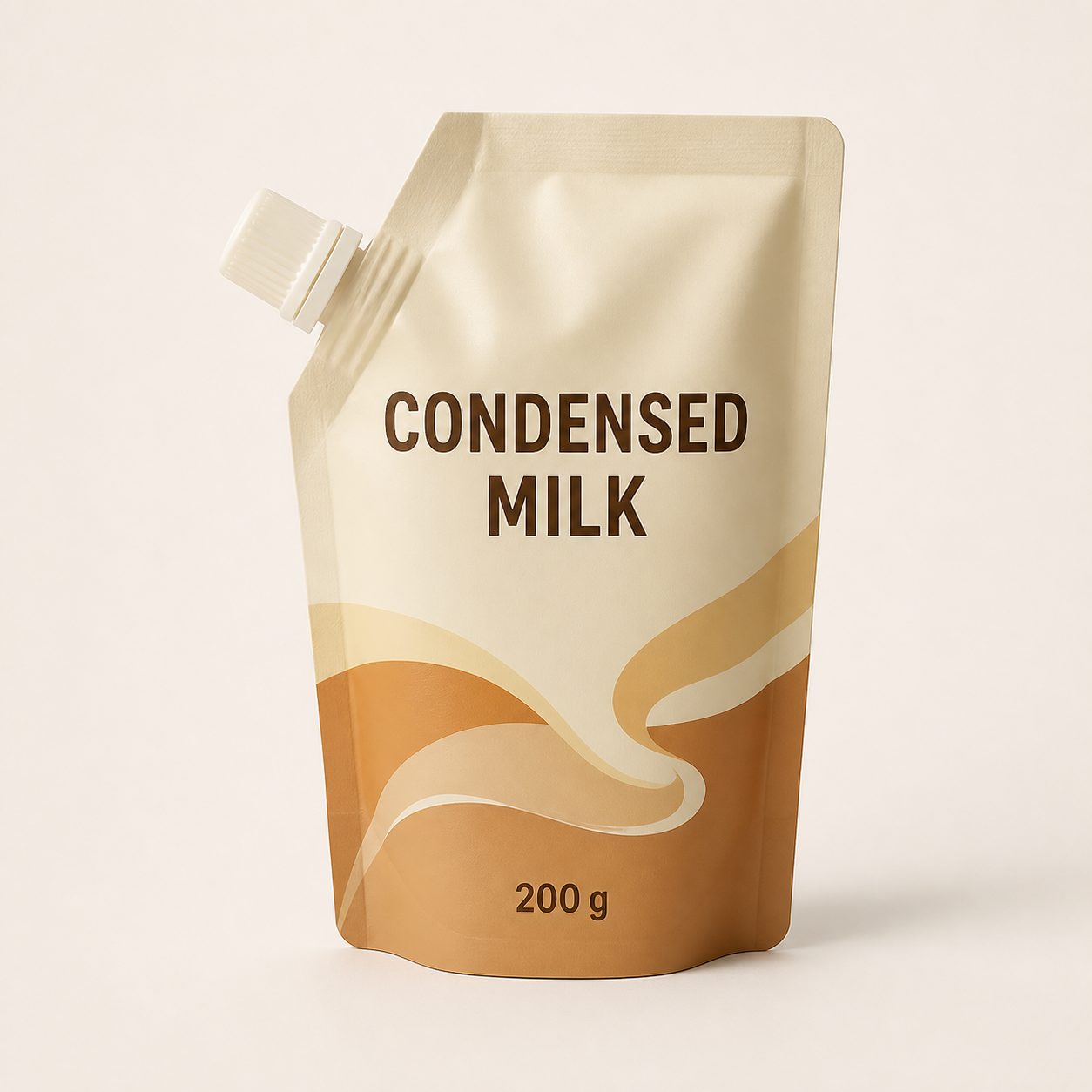 Condensed milk stand-up spout pouch reference for portion and MOQ planning