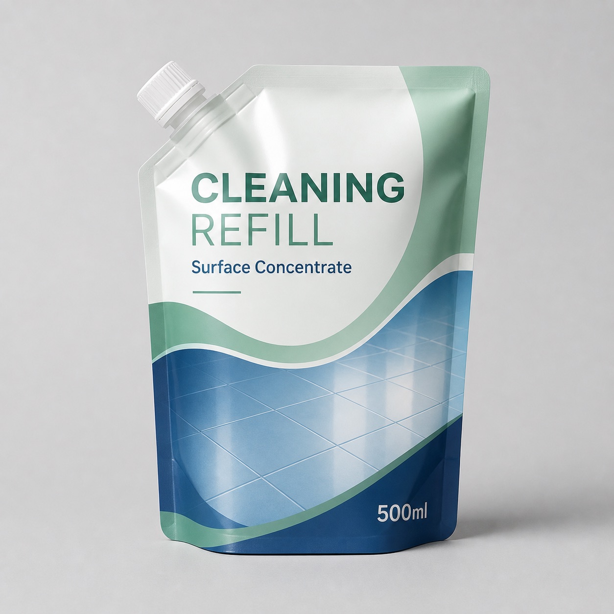 Cleaning refill spout pouch for household packaging compatibility review