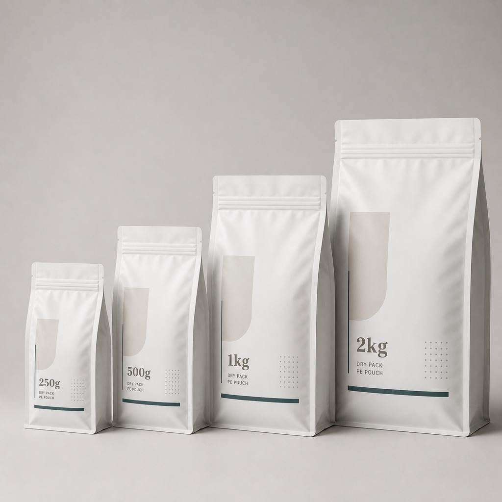 Mono-material pouch size set for fill-weight and structure limit review