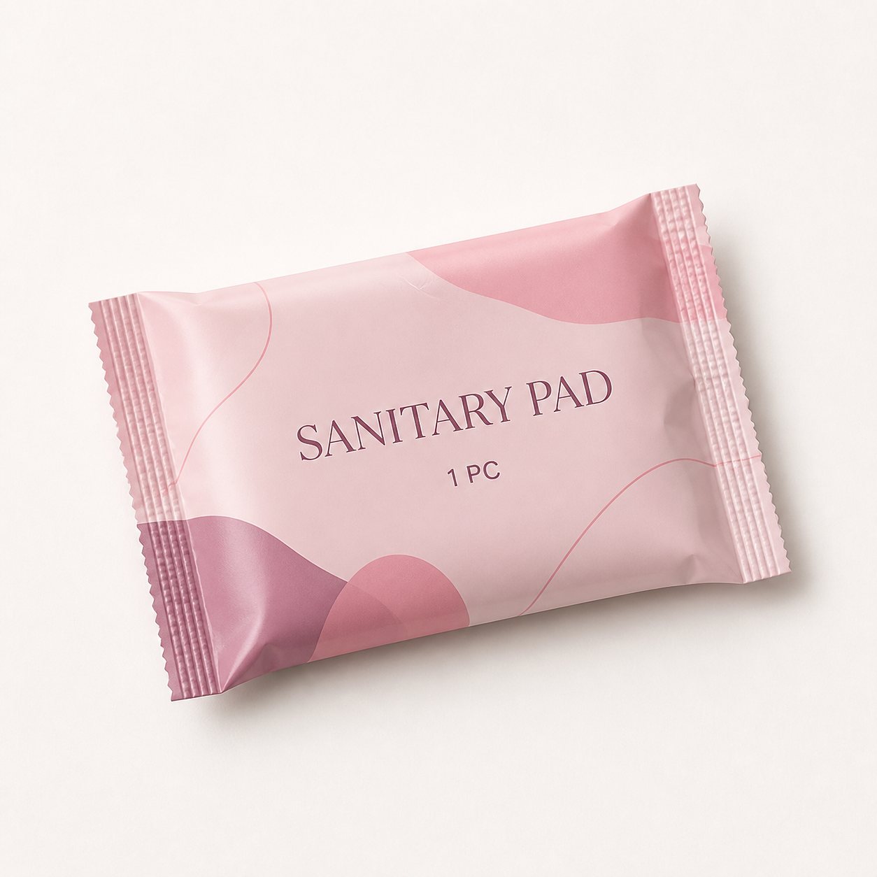 Pastel sanitary pad individual wrapper with direct print and sealed ends