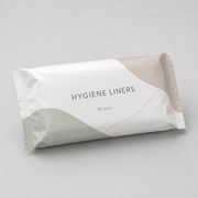 Soft-touch hygiene liner retail bag with direct print and sealed ends