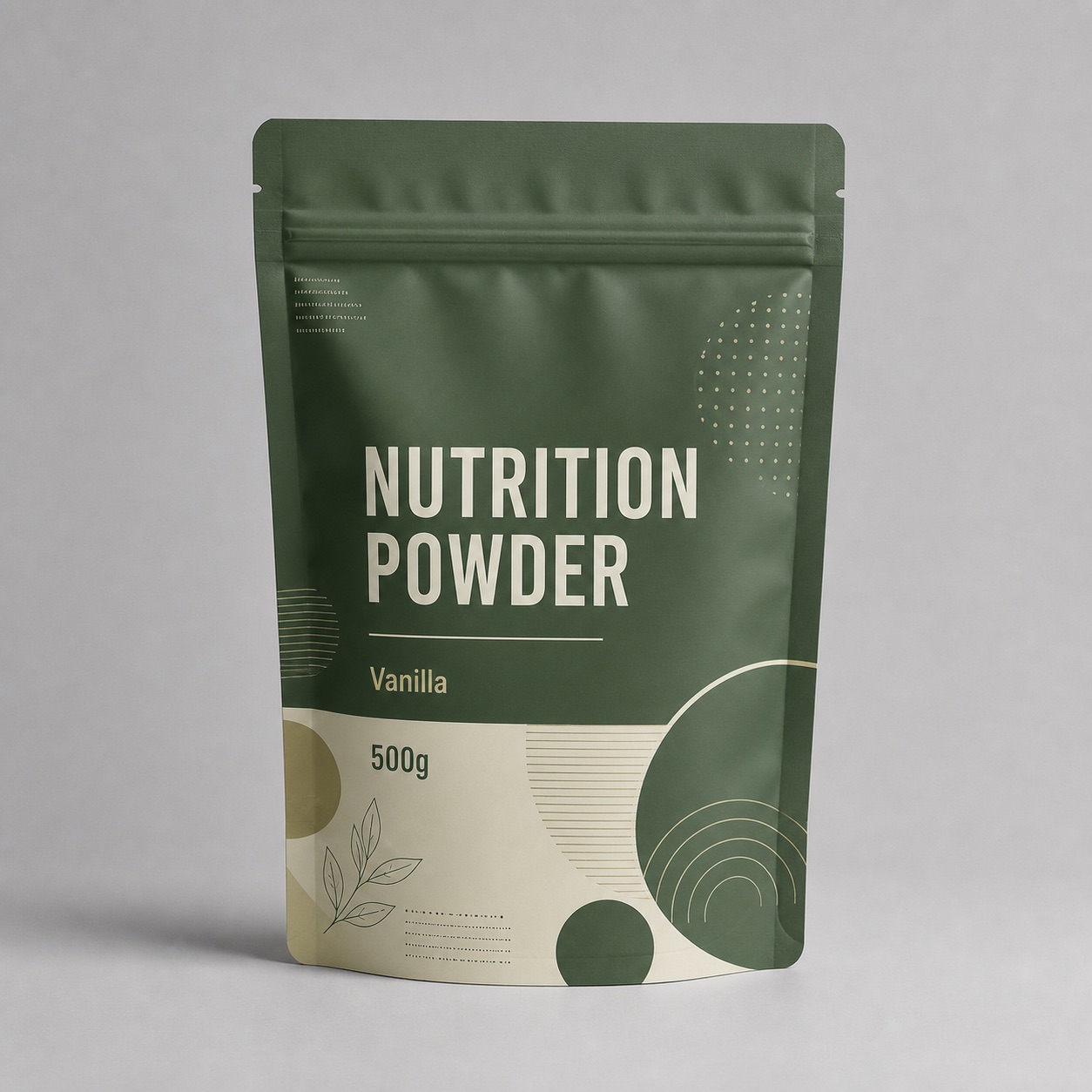 Nutrition powder stand-up zipper pouch for supplement artwork and format review