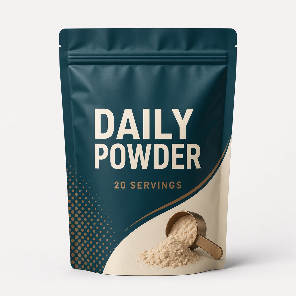 Printed supplement powder stand-up zipper pouch for artwork and label area review