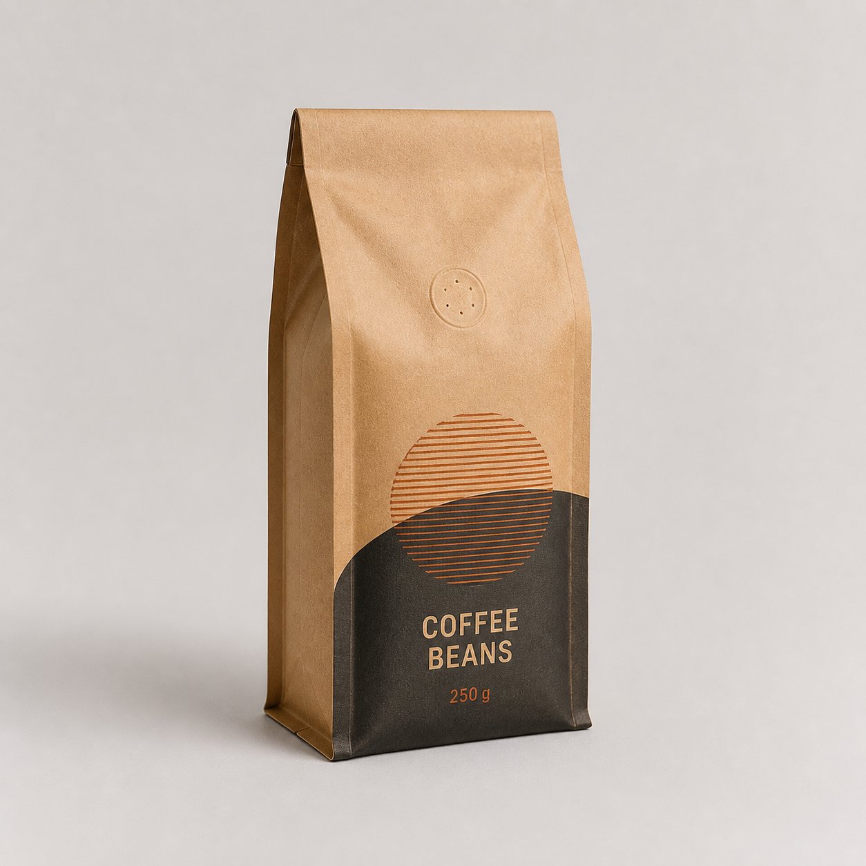 Kraft-look coffee flat-bottom pouch sample for paper-laminate structure review