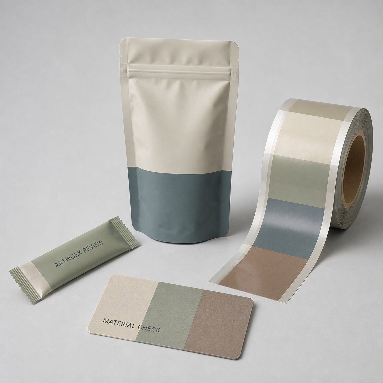 Packaging artwork and material review sample set without environmental claims