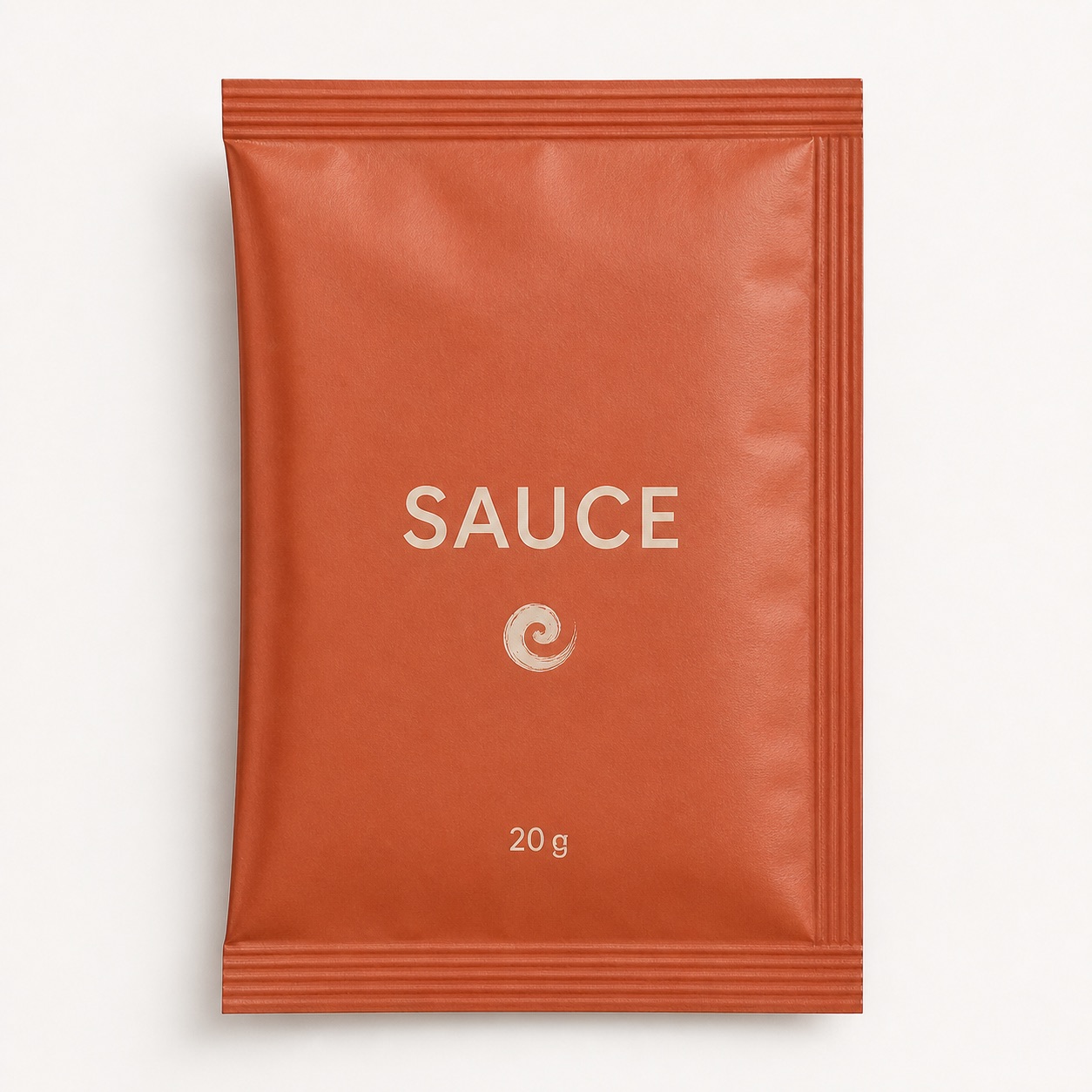 Single-serve sauce three-side-seal sachet with folded side and three heat-sealed edges