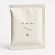 Drink mix three-side-seal sachet with folded side and three heat-sealed edges
