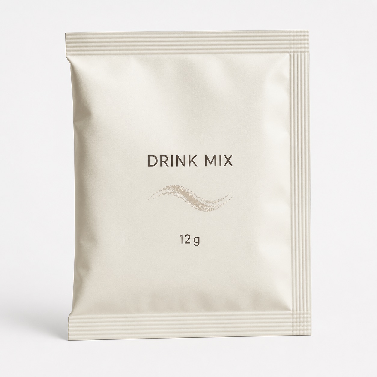 Drink mix three-side-seal sachet with folded side and three heat-sealed edges
