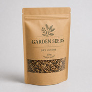 Kraft seed and dry goods stand-up zipper pouch with 250g fill-weight reference