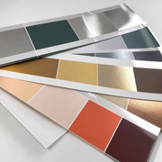 Printed laminate film swatches for ink adhesive and finish compatibility review