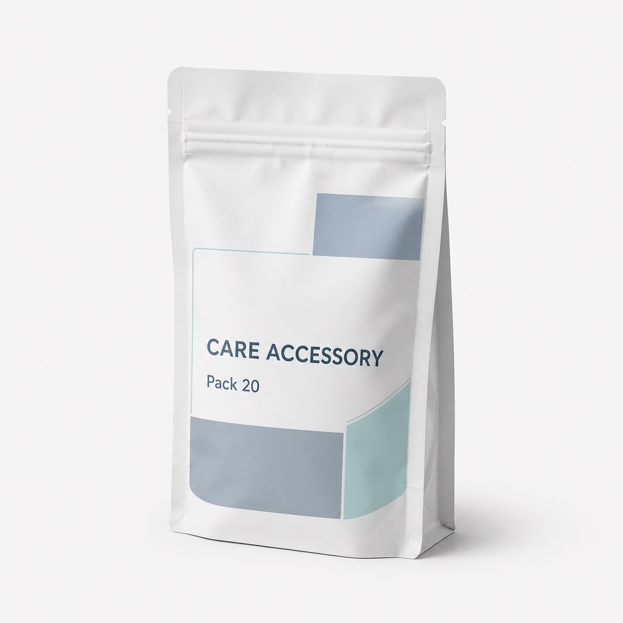 Healthcare accessory stand-up zipper pouch for seal integrity and sample approval review