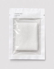 Paper-plastic hygiene pack pouch with transparent front film and sealed edges