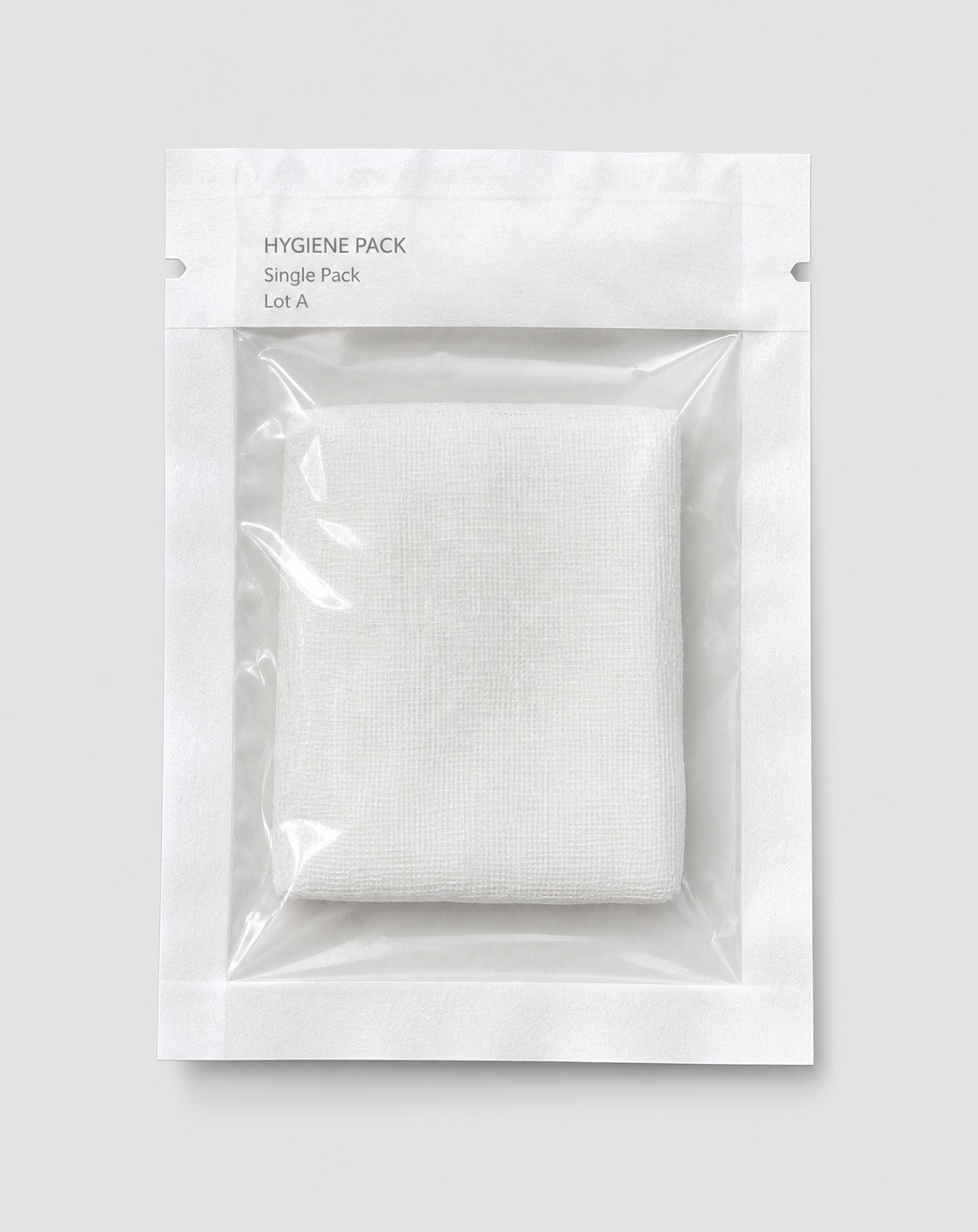 Paper-plastic hygiene pack pouch with transparent front film and sealed edges