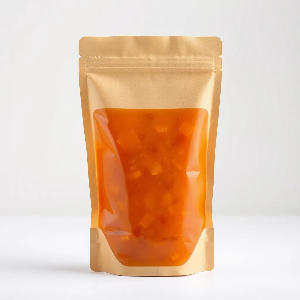 Transparent window in retort pouch for soup