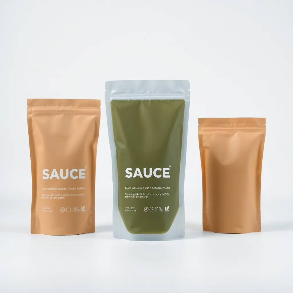 Sustainable sauce packaging made from mono-plastic film