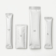 Single-serve sachet size set with powder, sauce, liquid, and mix packet formats