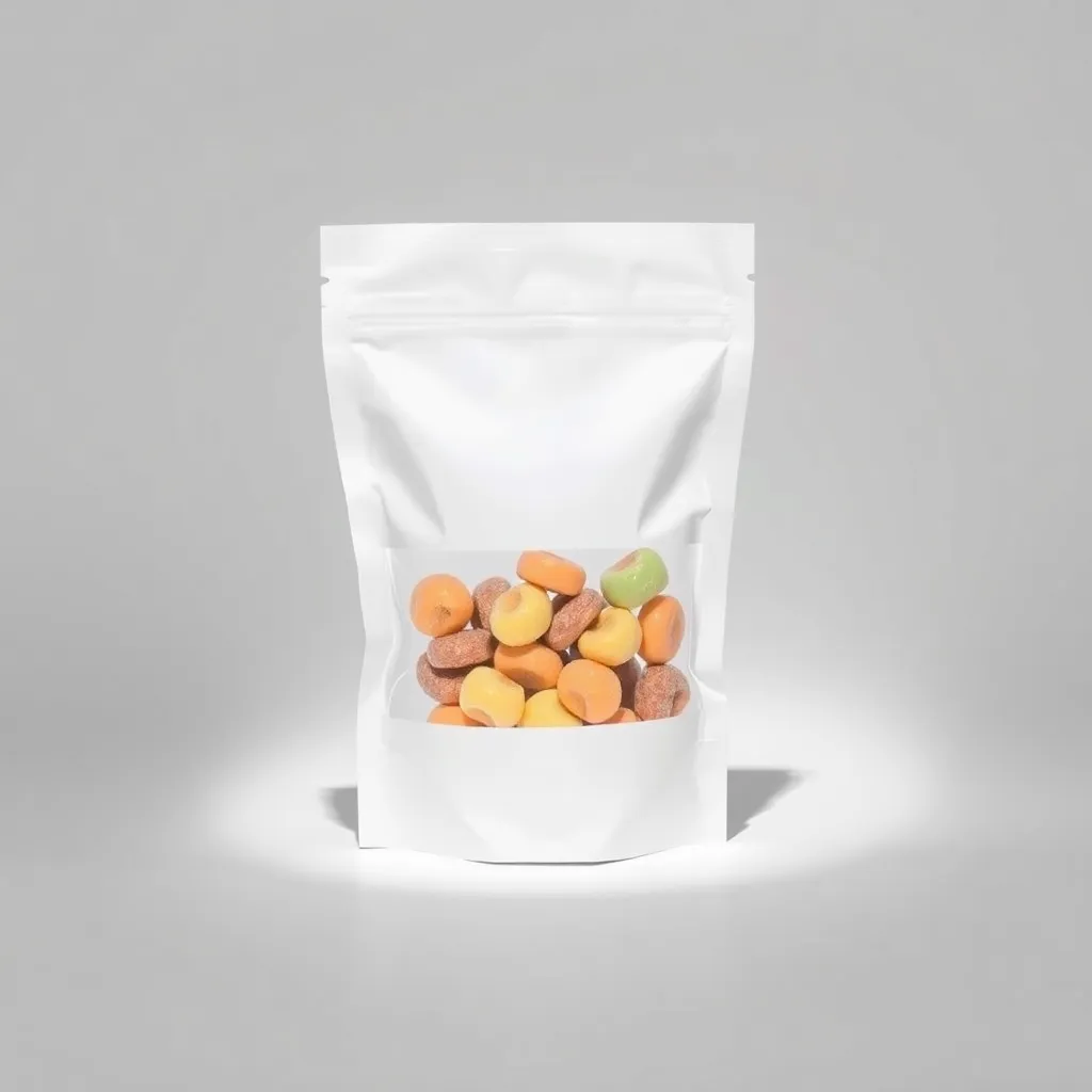 Stand-up pouch with clear window for candy