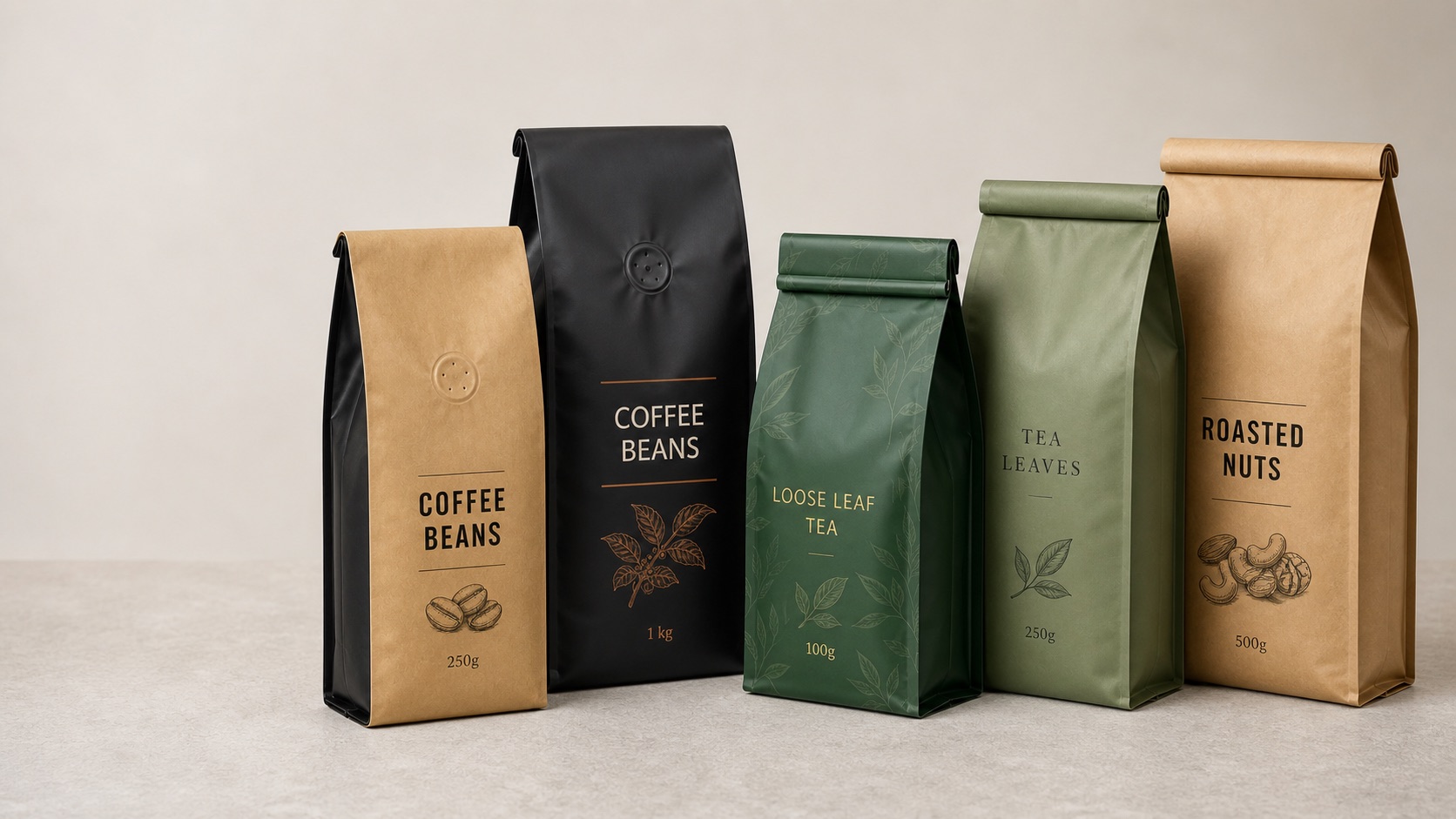 Side-gusset coffee bags with folded side panels and valve for dry goods packaging review