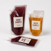 Wine and beer mini spout sample pouches with screw caps for packaging review